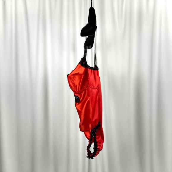 Vintage Elizabeth Gordon Red Nylon Lace Teddy Made in Canada - Picture 7 of 16